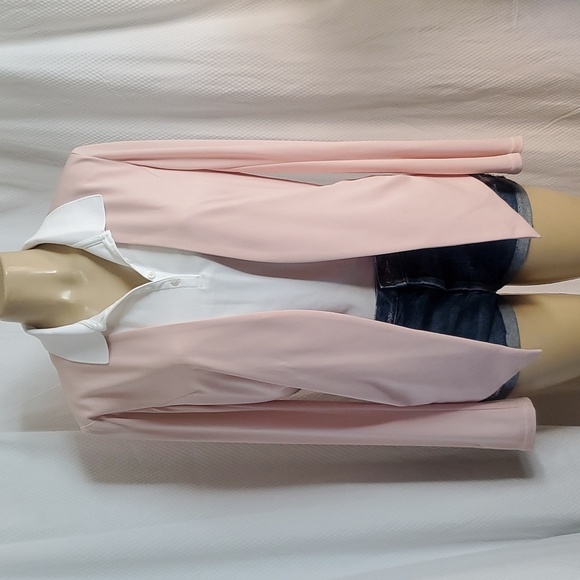 BCBGeneration Drape Front Blazer Jacket Rose Smoke Pink Size L - Picture 1 of 12